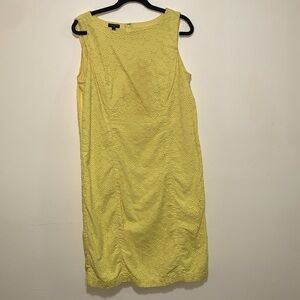 Talbots Yellow crochet lace sheath Eyelet Shift Dress sleeveless woman petite 12